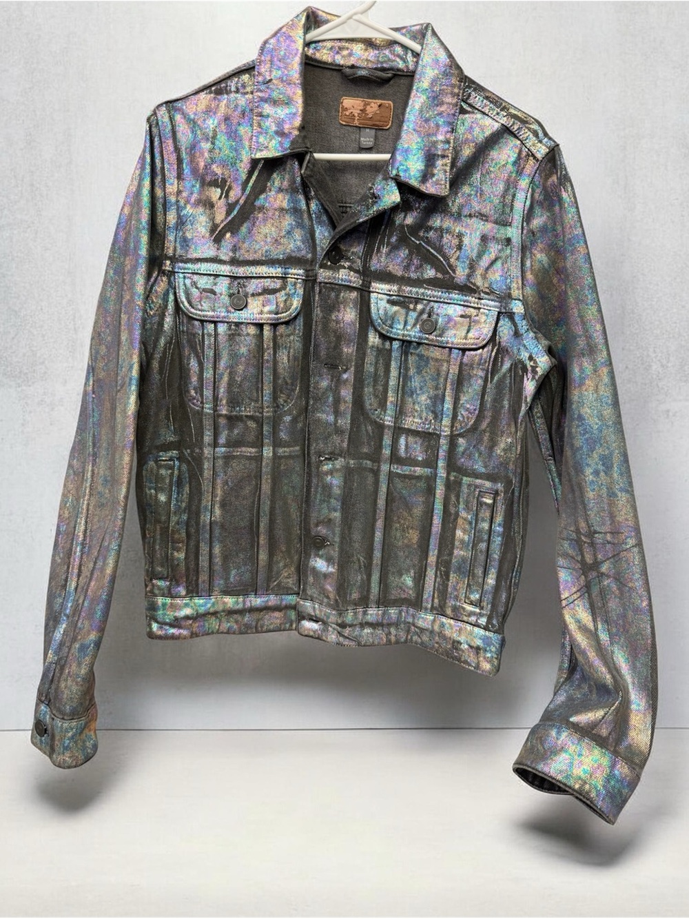 ASOS Holographic Metallic Oil Slick Trucker Jacket - Iridescent